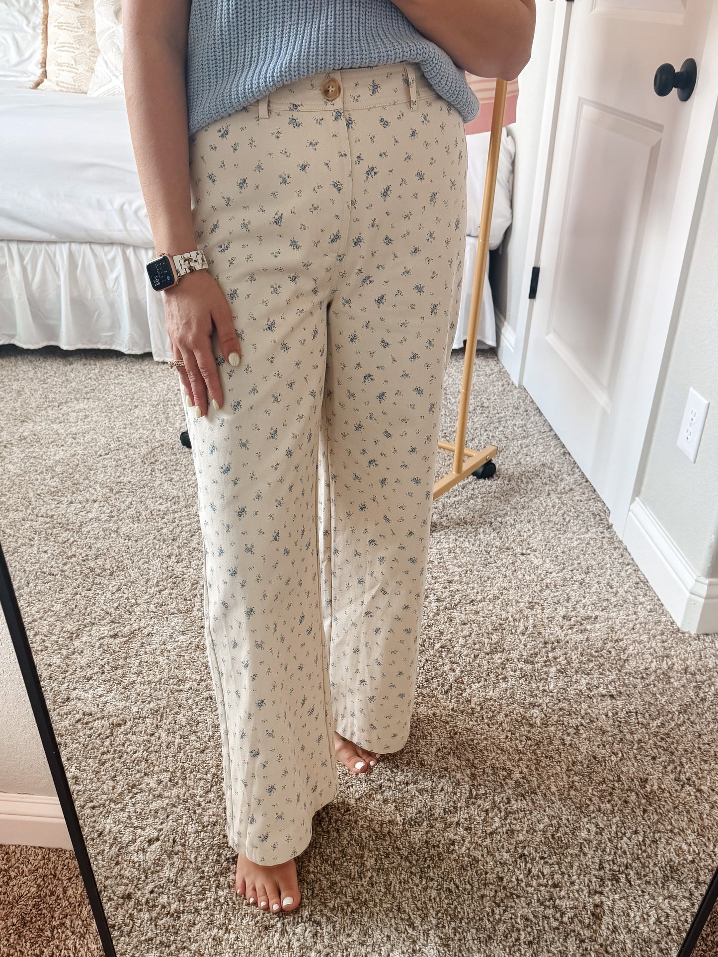 Cream Floral Pants