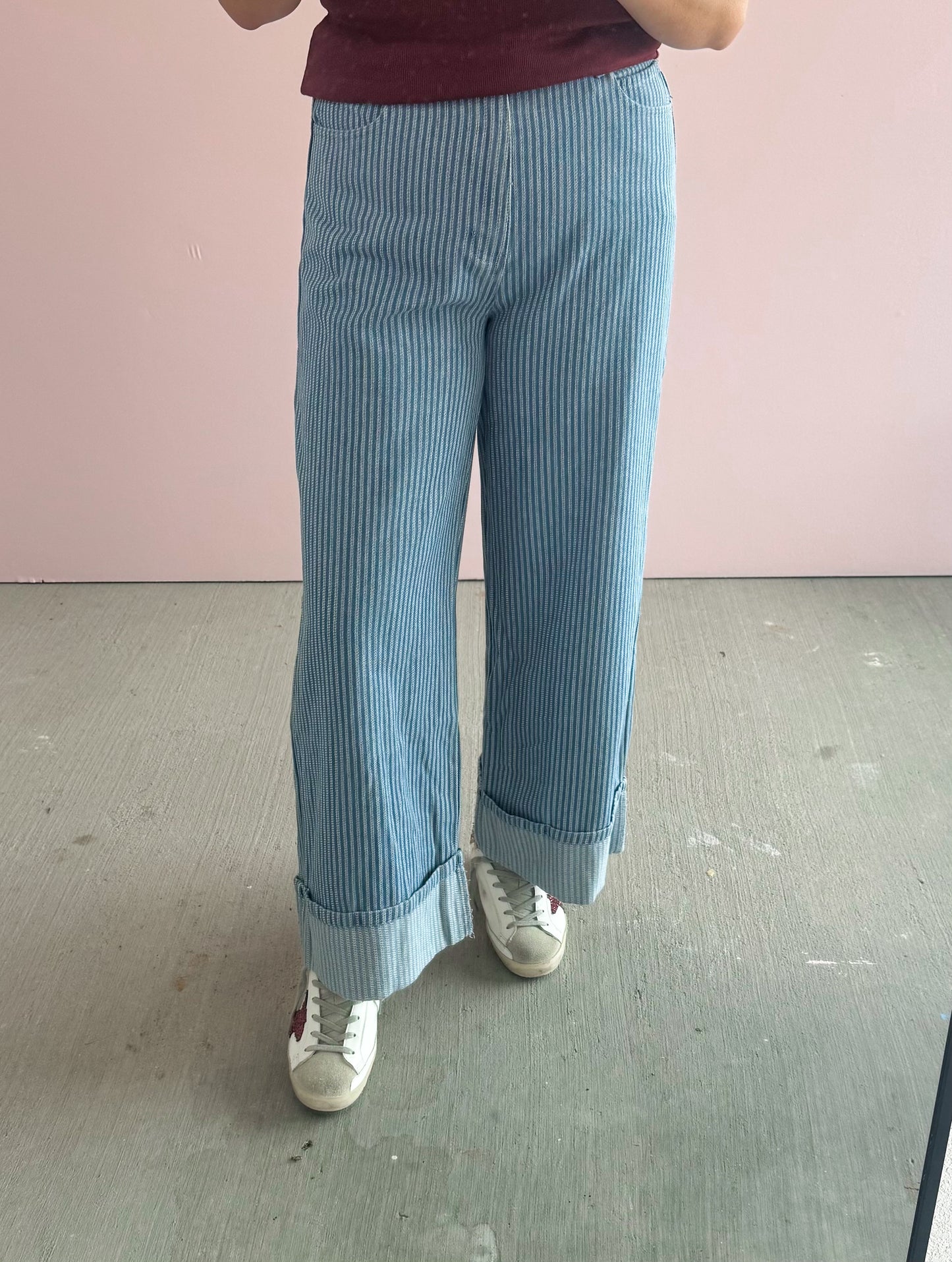 Pinstripe Denim Pants