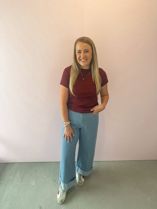 Pinstripe Denim Pants