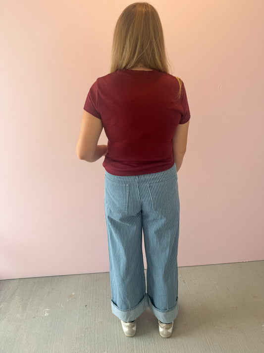 Pinstripe Denim Pants