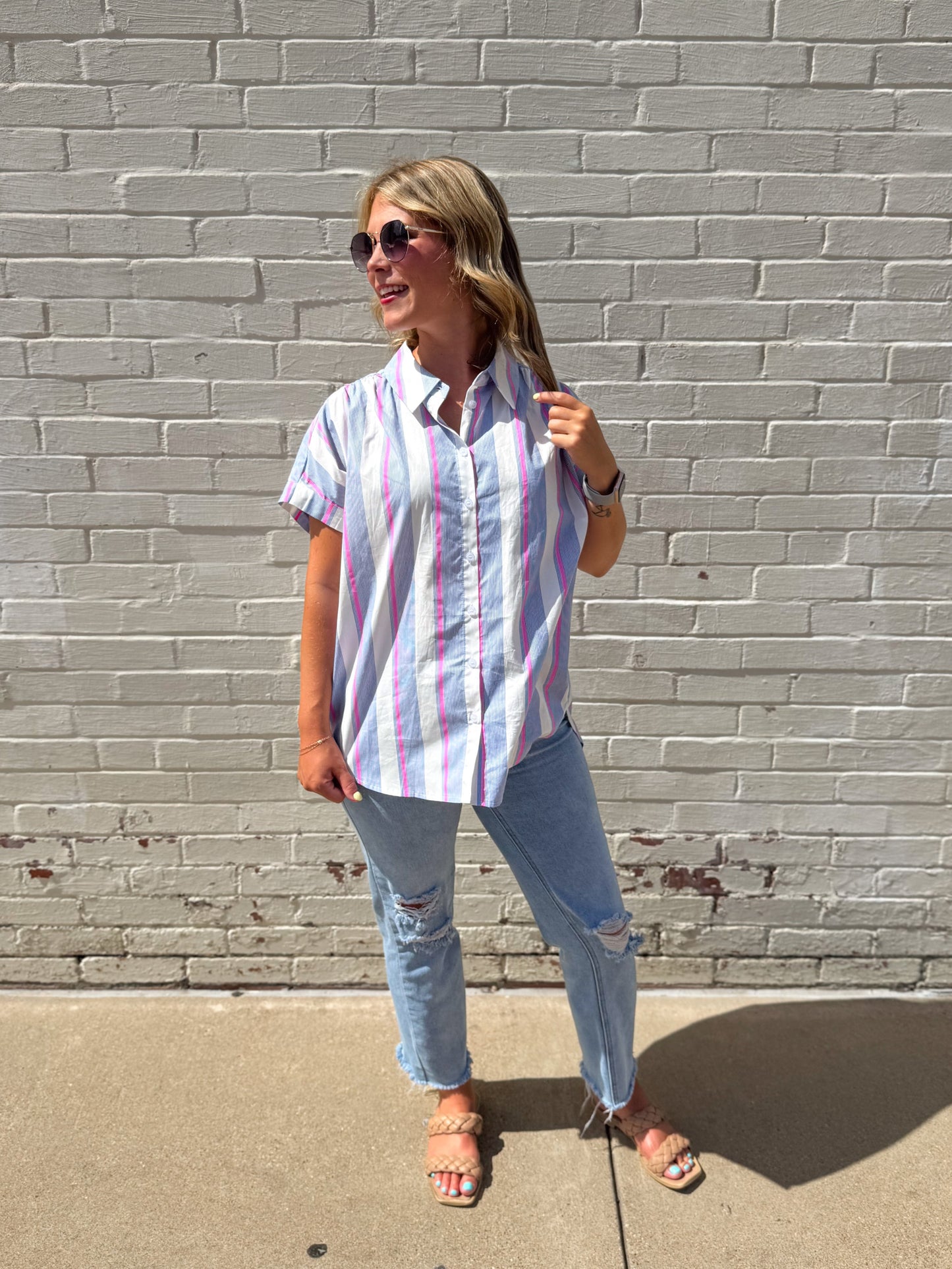 Kendall Striped Button Up