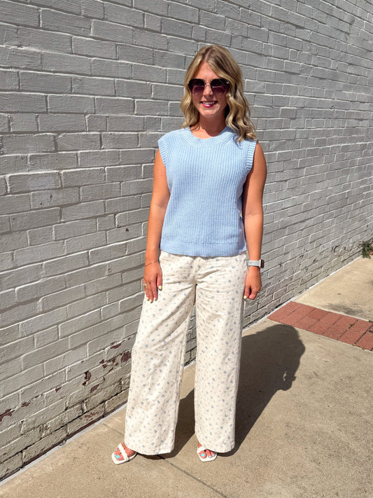 Cream Floral Pants