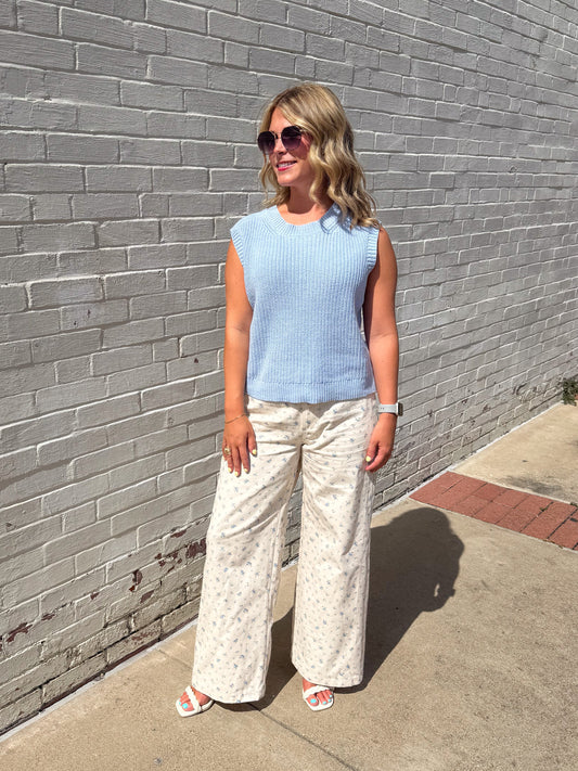 Cream Floral Pants